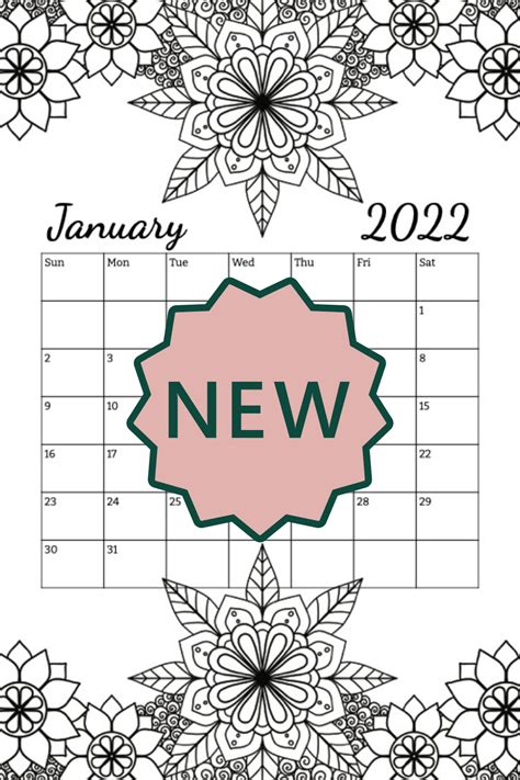 2022 Printable Coloring Calendar For Adults In 2022 Coloring Calendar