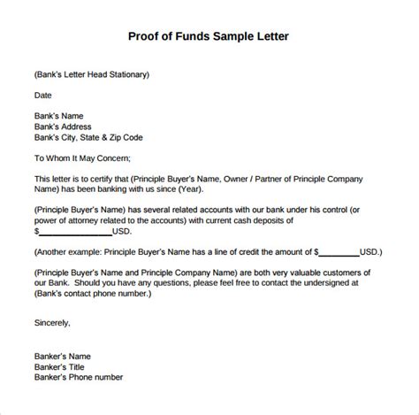 sample proof  funds letter    documents
