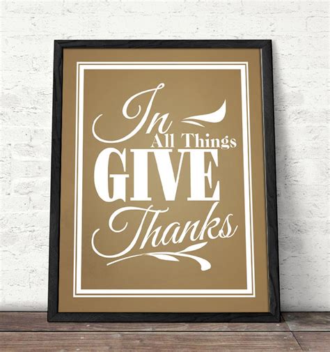 In All Things Give Thanks Fall Or Thanksgiving Poster Etsy