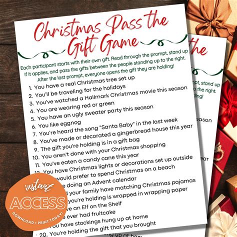 Christmas Pass The T Game Instant Download Printable Digital Games