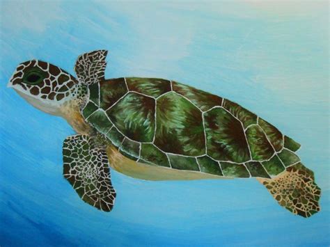 Green Sea Turtle Painting Ocean Paintings Sea Life
