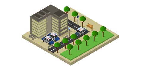 Isometric Police Station In Vector by Mark01987 | Codester