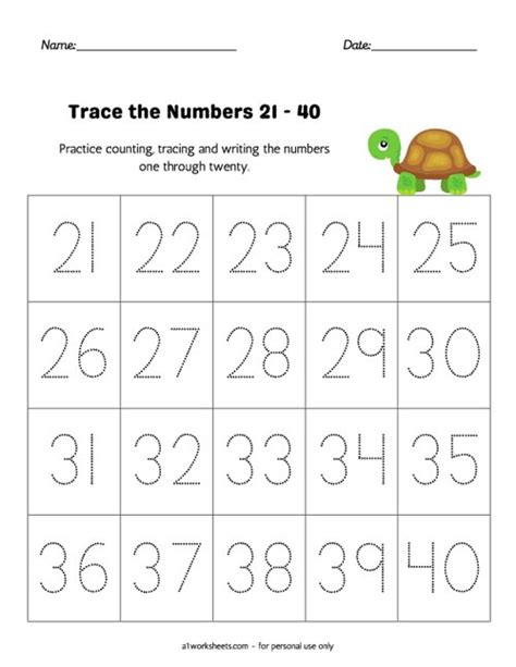 Trace Write And Fill In Numbers 1 20 30 Worksheets And 3 Counting On 30c