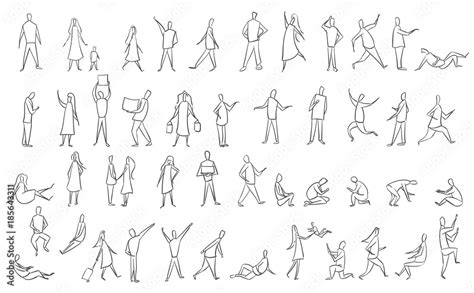 Download Set Hand Drawn Sketch Of Silhouettes People Vector