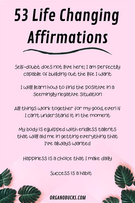 53 Affirmations That Will Completely Change Your Life Organo Bucks