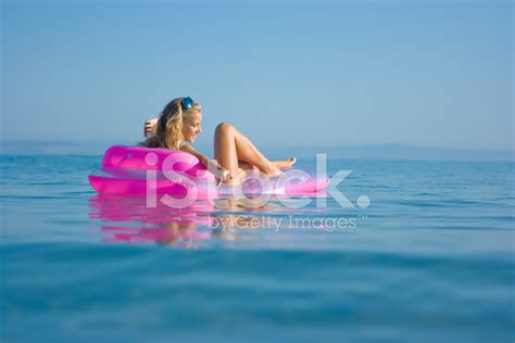 Blonde In Inflatable Raft Stock Photo Royalty Free FreeImages