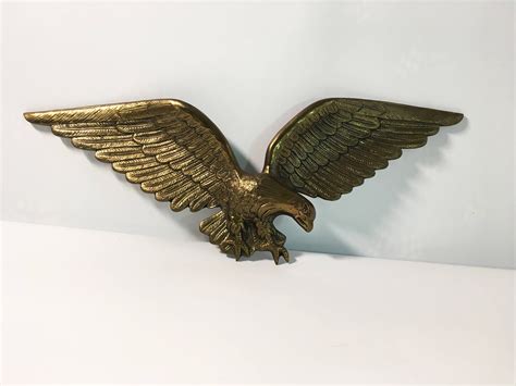 Vintage Large Brass Metal Eagle Wall Hanging Circa 1970s Federal