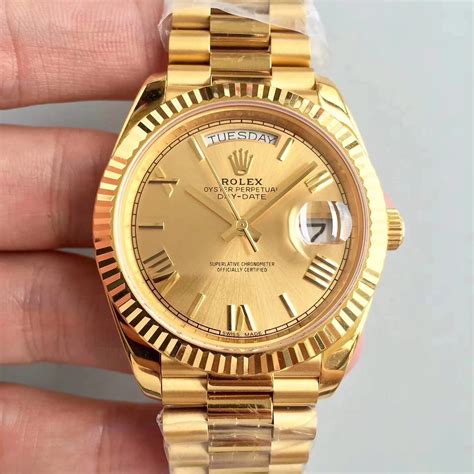 40mm Full Yellow Gold Rolex Day Date Replica Watch Review