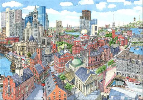 Boston City Art Boston Cityscape Boston Print Painting Of Boston