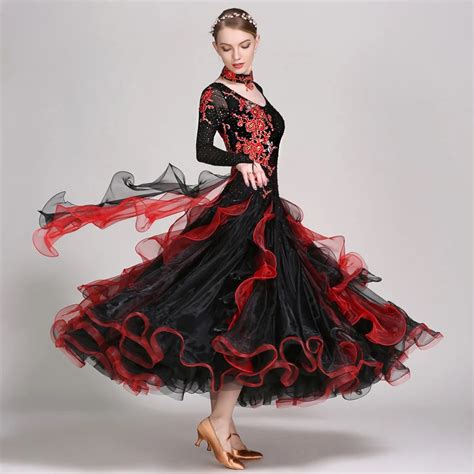Ballroom Competition Dance Dresses For Women Long Sleeve Stage Tango