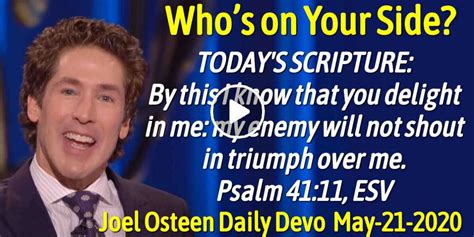 Joel Osteen May 21 2020 Daily Devotion Whos On Your Side