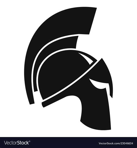 Gold Sparta Helmet Icon Simple Style Royalty Free Vector