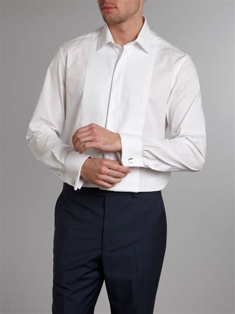 New And Lingwood Dinner Shirt With Standard Collar Marcella Bib In White