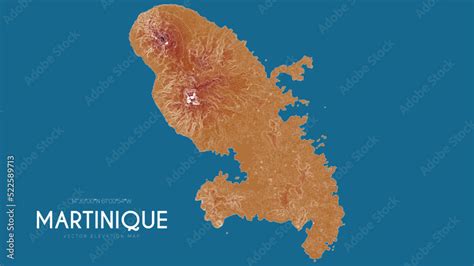 Topographic Map Of Martinique Antilles Archipelago France Vector