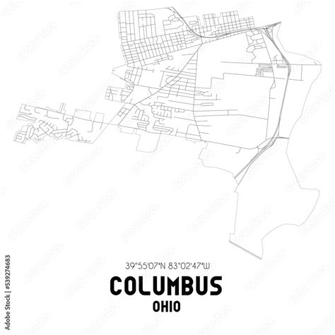 ภาพประกอบสต็อก Columbus Ohio Us Street Map With Black And White Lines