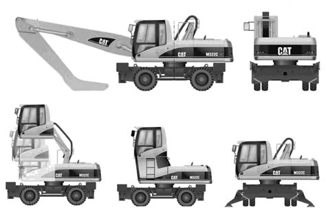 Caterpillar 322c Mh Heavy Equipment Blueprints Free Outlines