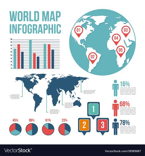 World Map Pointer Differents Country Infographic Vector Image