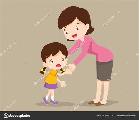 Mamá Abrazando A La Hija Y Hablando Con Ella Vector Gráfico Vectorial