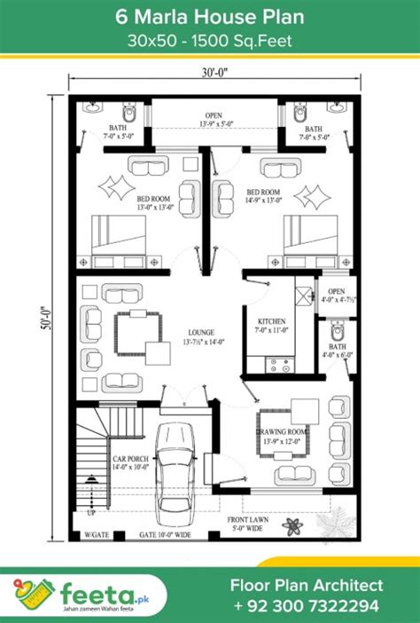 6 Marla Floor House Plans