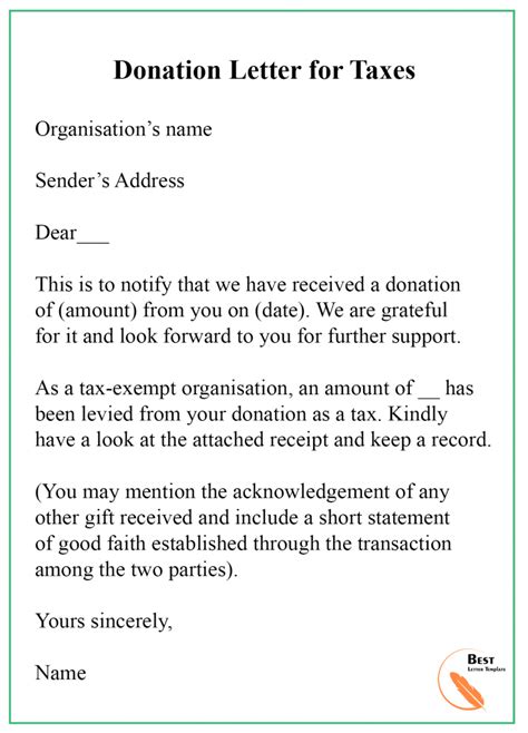 Donation Acknowledgement Letter Template Word