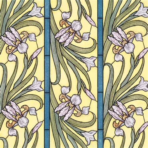 Download Premium Vector Of Art Nouveau Iris Flower Pattern Background