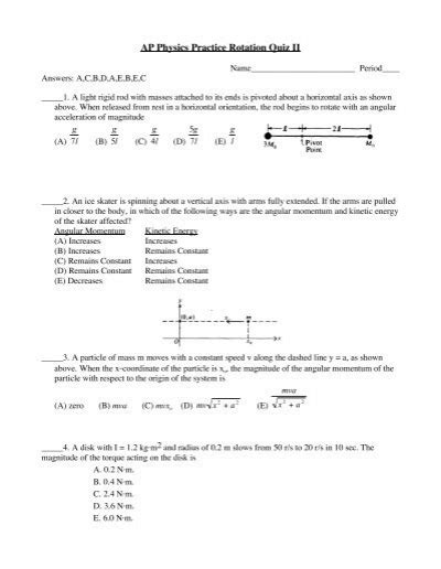 Ap Physics Practice Rotation Quiz Ii