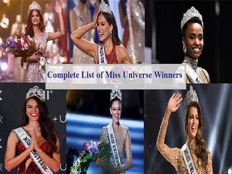 Updated List Of Miss Universe Winners From 1952 To 2023