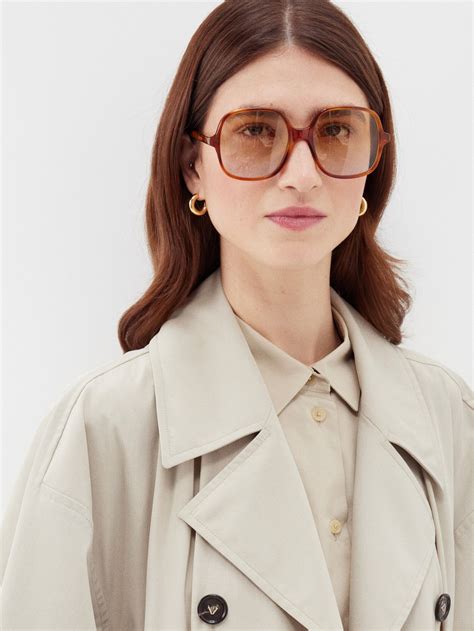 brown oversized square tortoiseshell acetate sunglasses celine eyewear matchesfashion uk
