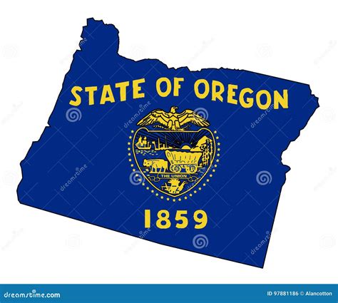Oregon State Outline Map And Flag Stock Vector Illustration Of