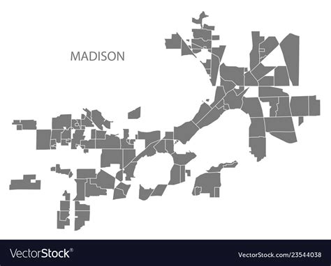 Madison Wisconsin City Map With Neighborhoods Vector Image