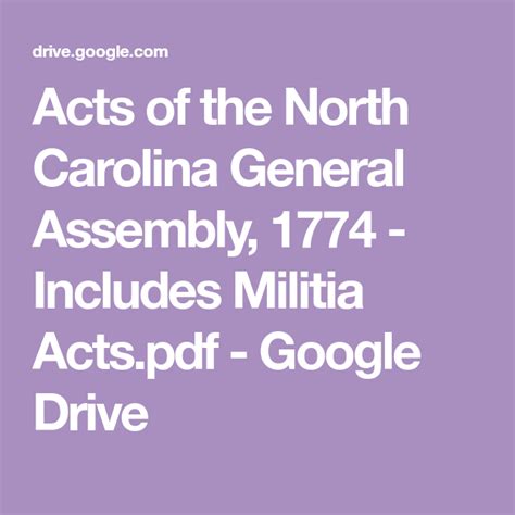 Acts Of The North Carolina General Assembly 1774 Includes Militia