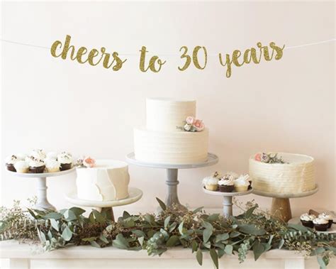 30th Birthday Decorations Cheers To 30 Years Banner 30th Etsy