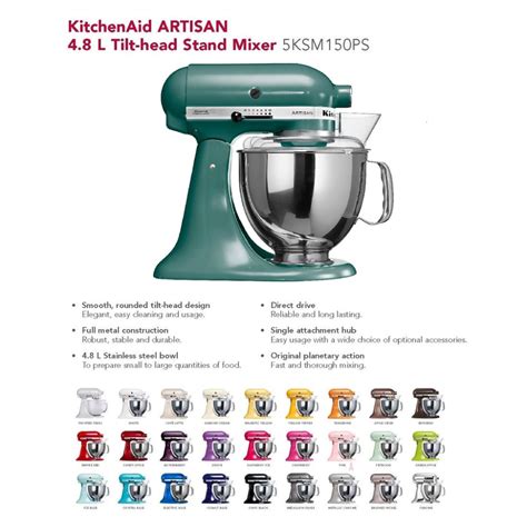 If you want a stand mixer that can actually make your life easier you need one that is versatile, powerful. KitchenAid 4.8L Artisan Tilt-Head Stand Mixer 5KSM150PSBBL ...