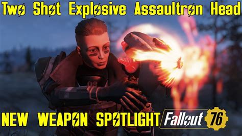Fallout New Weapon Spotlights Two Shot Explosive Assaultron Head