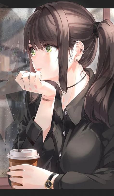 Pin On 3 Anime Drinking Coffee