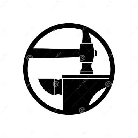 Forge Logo Smithy Symbol Hammer And Anvil Emblem Stock Vector