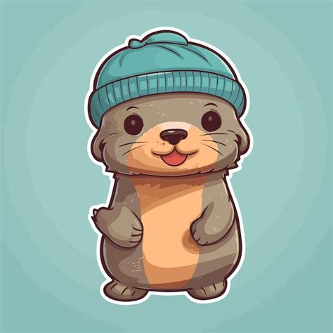 Premium Vector Cute Otter Wild Animal Cartoon Sticker Super Cute Animal