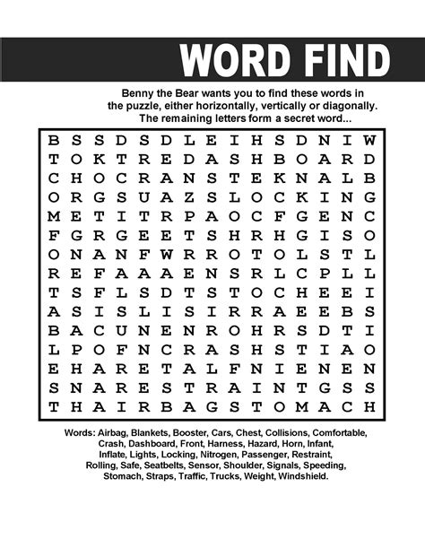 Car Word Search Free Activity Shelter