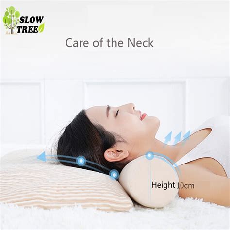 Slow Tree Natural Latex Cylindrical Pillow Neck Cervical Spine Oblong Candy Sleeping Travel