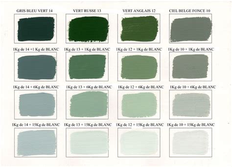 Shades Of Green Paint Color Chart