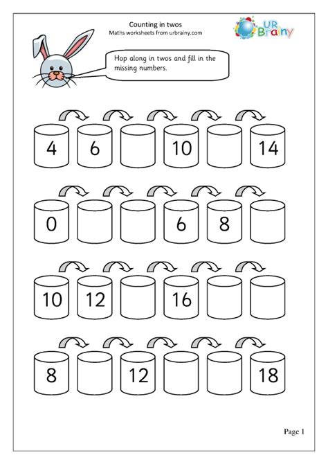 Counting By Twos Worksheet Worksheets For Kindergarten