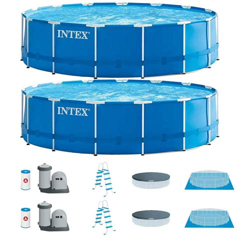 Intex 15ft X 48in Metal Frame Above Ground Swimming Pool Set W Pump 2