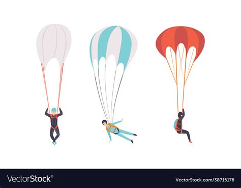 Skydivers Flying With Parachutes Extreme Sport Vector Image