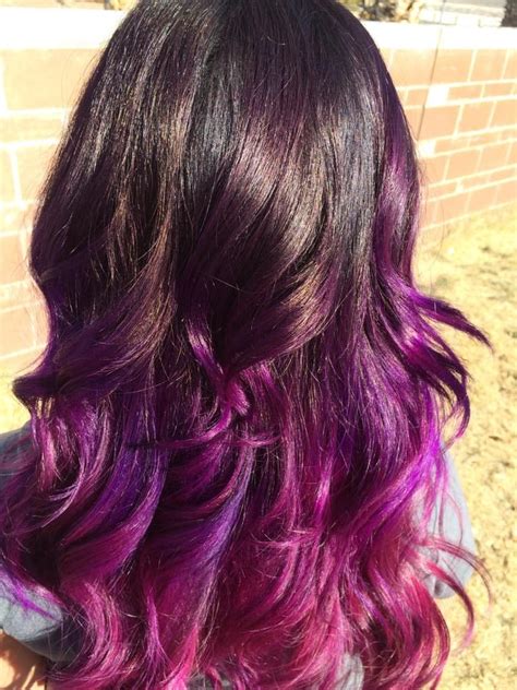 Purple Pink Ombre Wavy Curly Beachwaves Hair
