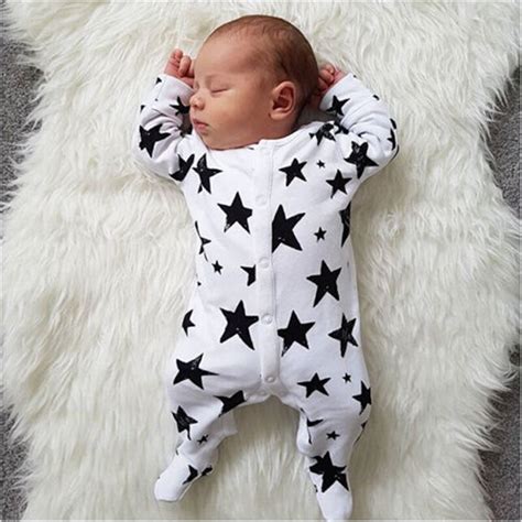 Newborn Toddler Baby Boy Cotton Stars Rompers Cotton Warm Long Sleeve