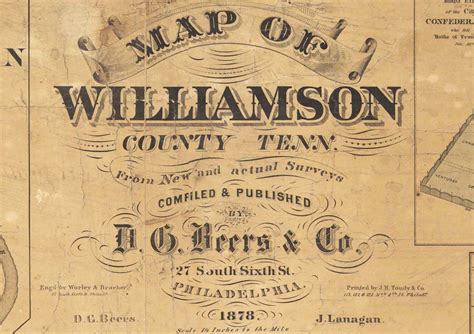 Williamson County Tennessee 1878 Old Wall Map Reprint With Etsy