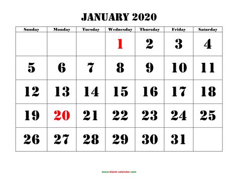 January 2020 Calendar Full Moon Calendar Template Printable