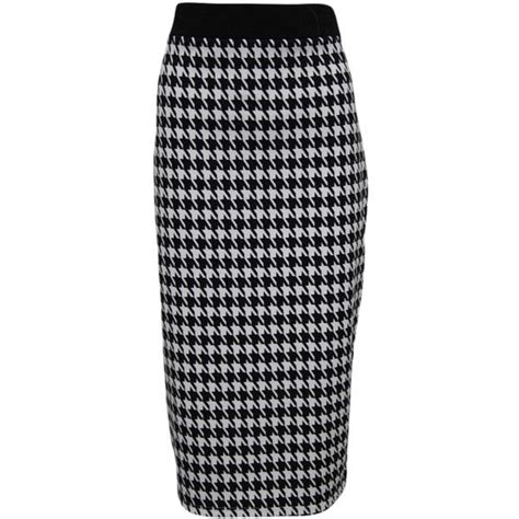 Meredith Houndstooth Pencil Skirt 1190 Rub Liked On Polyvore