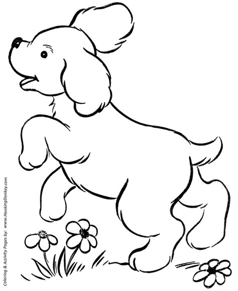 Dog Coloring Pages Printable Cute Puppy Playing Coloring Page Sheet