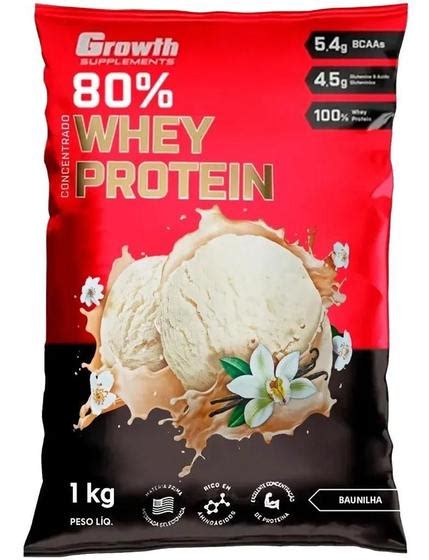 Whey Growth Concentrado 80 Protein Supplements 1kg Sabores Growth